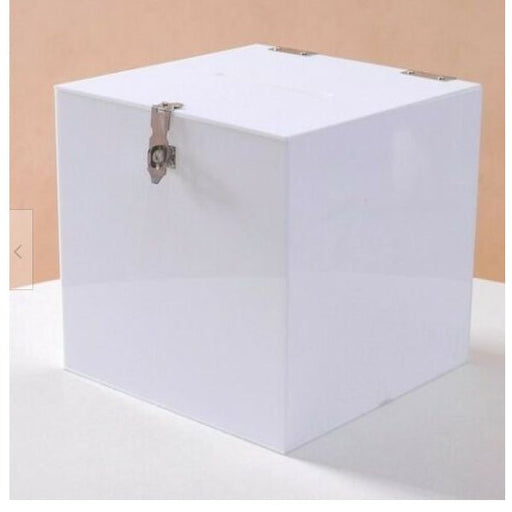Party Hire - White Acrylic Wishing Well Box 30cm - Everything Party