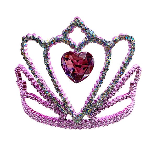 Pink Glitter Tiara with Heart - Everything Party