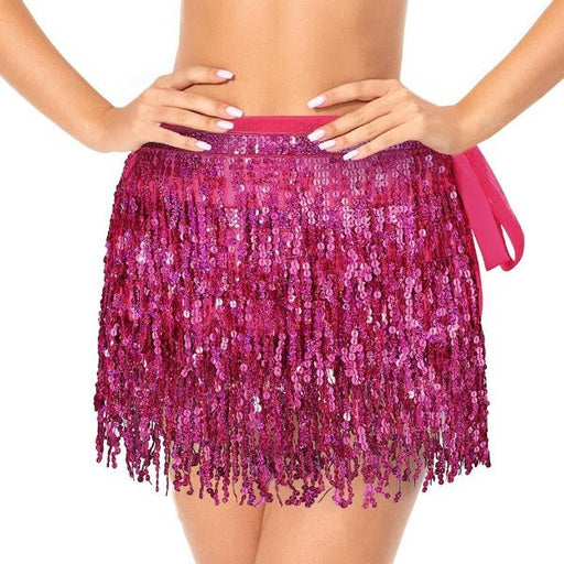 Pink Wrap Around Sequin Fringe Skirt - Everything Party