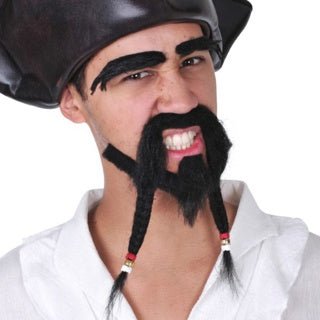 Pirate Mo Beard Eyebrows & Goatee set - Black - Everything Party