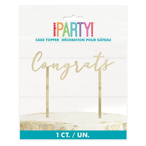 Plastic Gold Congrats Cake Topper - Everything Party