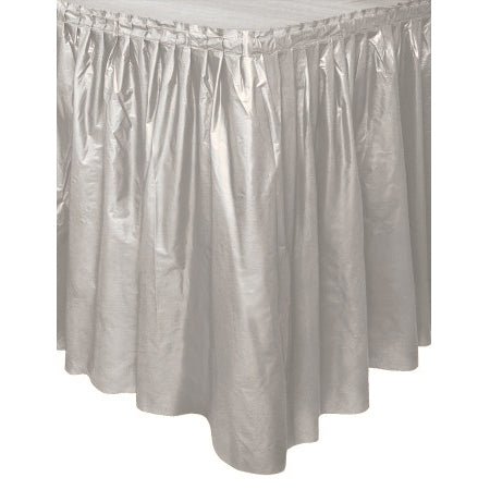 Plastic Table Skirt - Silver - Everything Party