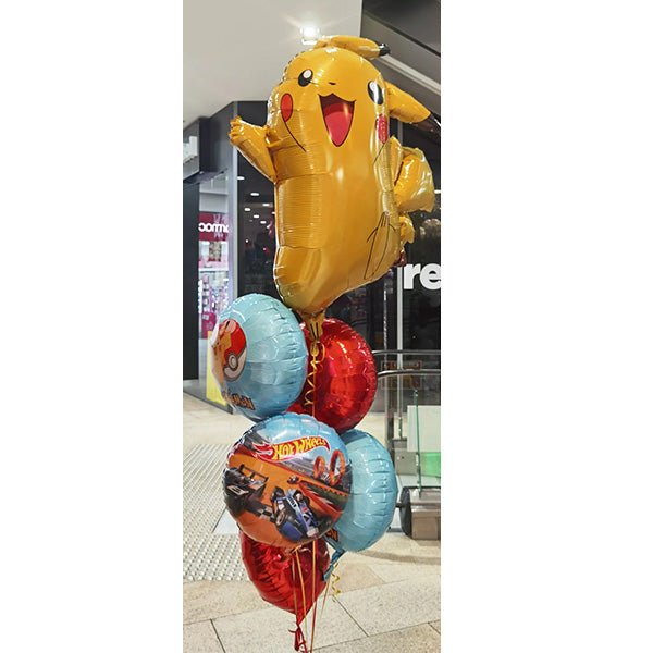 Pokemon Pikachu Foil Balloon with How Wheels Foil Balloon Bouquet - Everything Party
