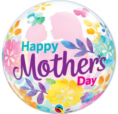 Qualatex Bubble 22" Happy Mother's Day Pink Peonies Balloon - Everything Party