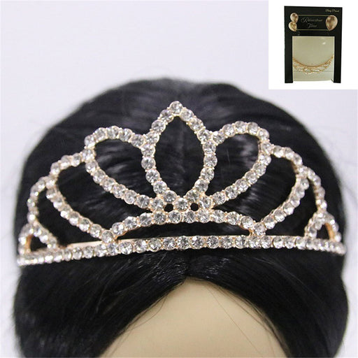 Queen's Metal Tiara with Diamante - Gold - Everything Party