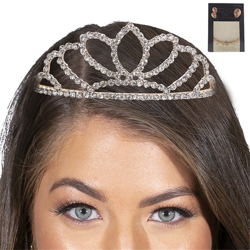 Queen's Metal Tiara with Diamante - Rose Gold - Everything Party