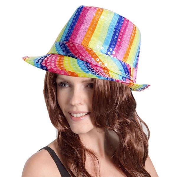 Rainbow Carnival Sequin Fedora Hat - Everything Party