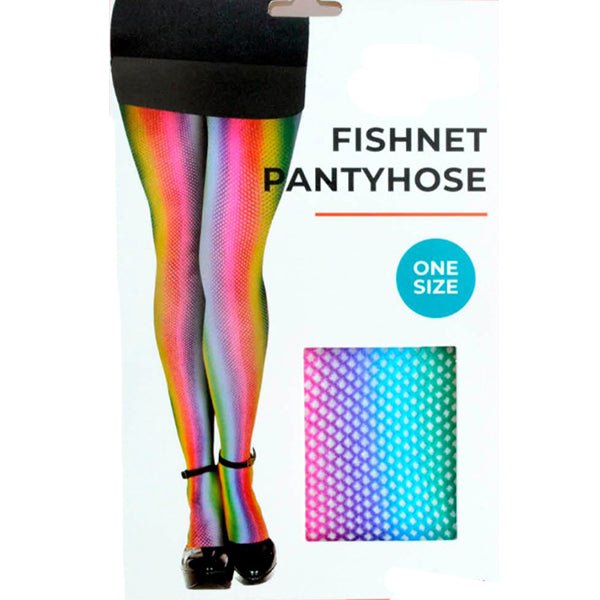 Rainbow Gradient Fishnet Pantyhose - Everything Party