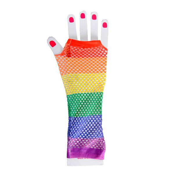 Rainbow Long Fishnet Gloves - Everything Party