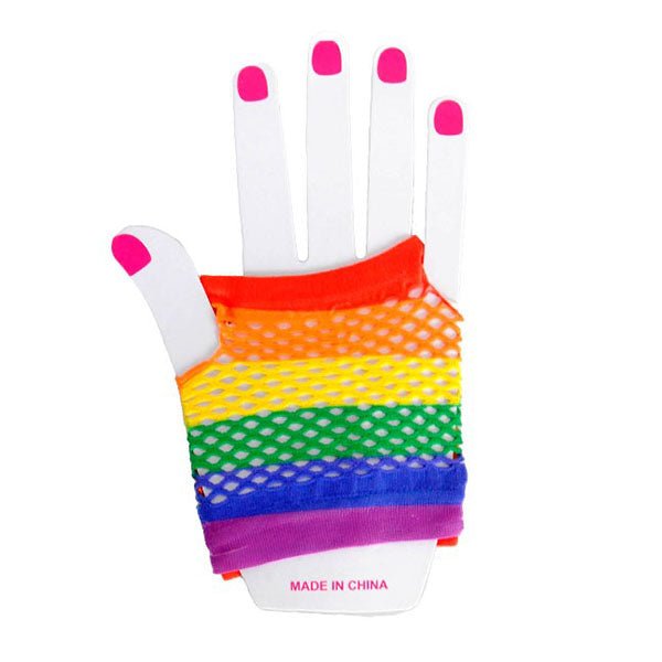 Rainbow Short Fishnet Gloves - Everything Party