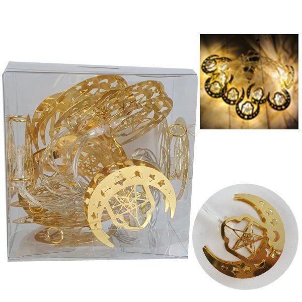 Ramadan Gold Moon and Star LED String Lights - Everything Party