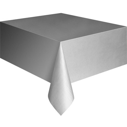 Rectangle Plastic Tablecover - Silver - Everything Party