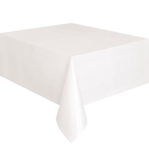 Rectangle Plastic Tablecover - White - Everything Party