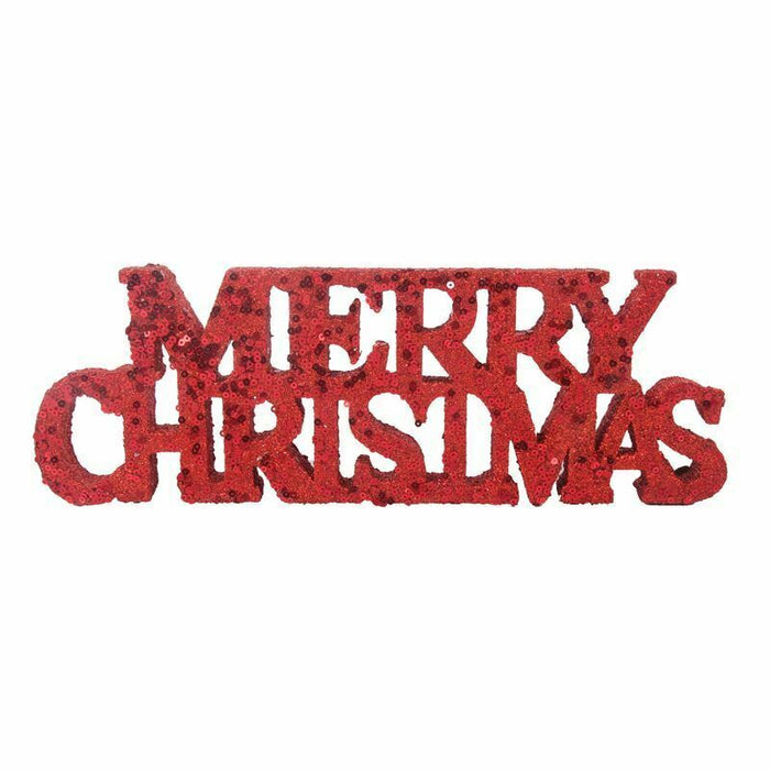 Red Sequin Merry Christmas Sign - 30cm - Everything Party