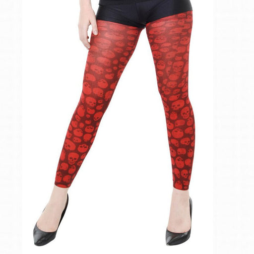 Red Skull Footless Tights - Everything Party