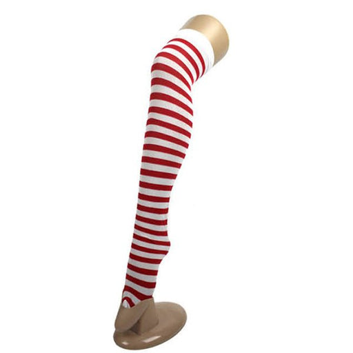 Red & White Stripe Over the Knee Stockings (Where is Wally, Christmas) - Everything Party