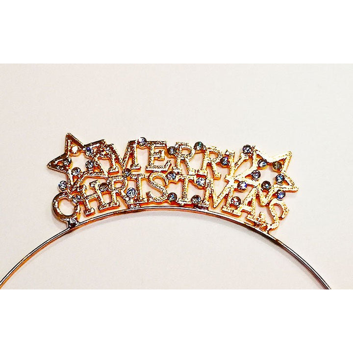Rose Gold Metal Christmas Headband with Diamonds - Merry Christmas - Everything Party