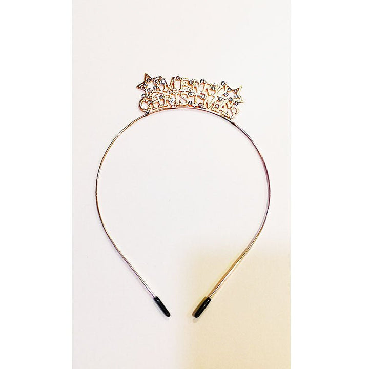 Rose Gold Metal Christmas Headband with Diamonds - Merry Christmas - Everything Party