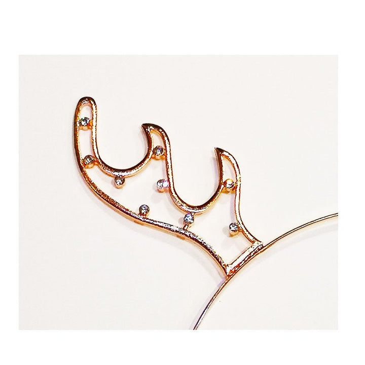 Rose Gold Metal Christmas Headband with Diamonds - Reindeer Antler - Everything Party