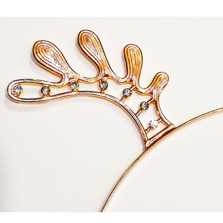 Rose Gold Metal Christmas Headband with Diamonds - Reindeer Antler - Everything Party