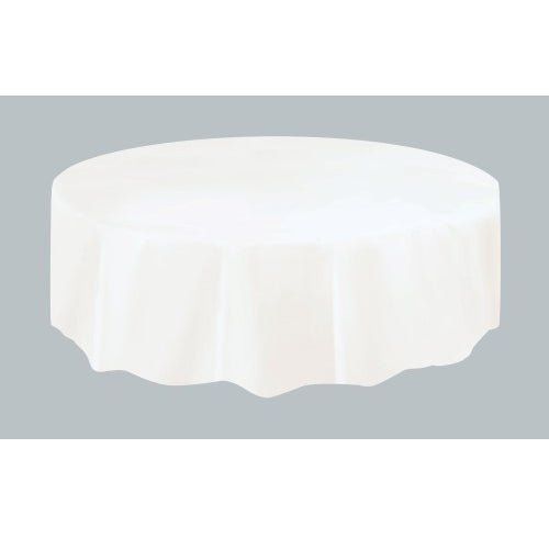 Round Plastic Tablecover - White - Everything Party