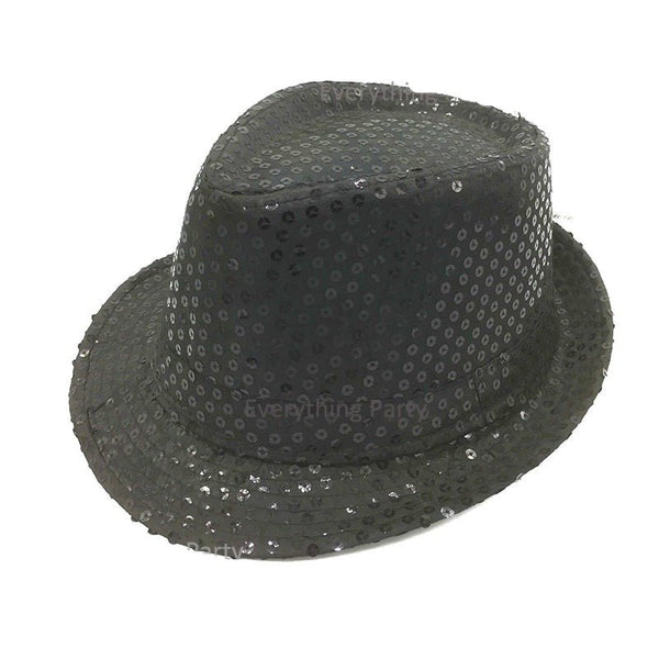 Sequin Fedora Hat - Black - Everything Party