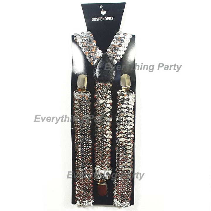 Sequin Suspenders (Gold, Silver, Hot Pink, Blue) - Everything Party