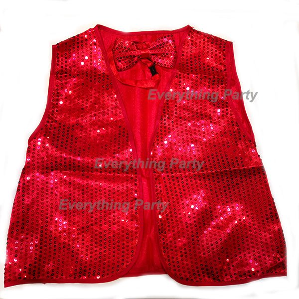 Sequin Vest with Bow Tie - Red - Everything Party