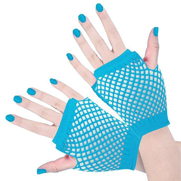 Short Fishnet Gloves - Blue - Everything Party
