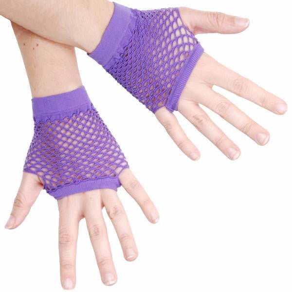 Short Fishnet Gloves - Purple - Everything Party