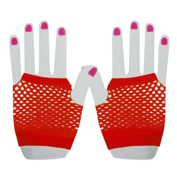 Short Fishnet Gloves - Red - Everything Party