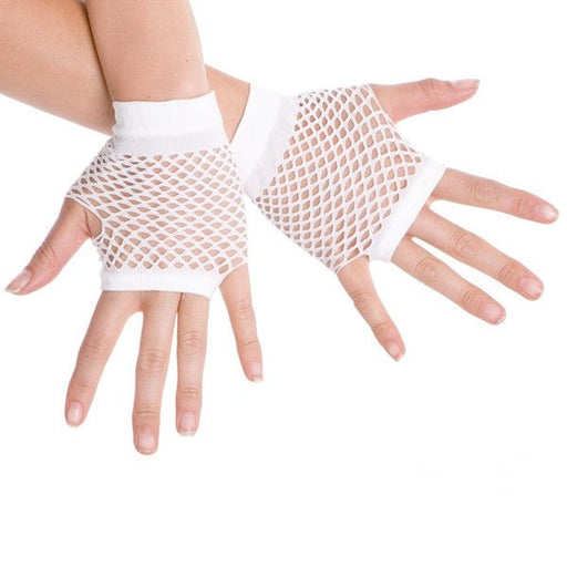 Short Fishnet Gloves - White - Everything Party