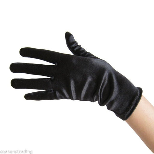 Short Satin Gloves - Black - Everything Party