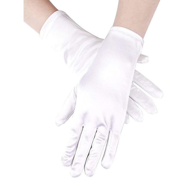 Short Satin Gloves - White - Everything Party