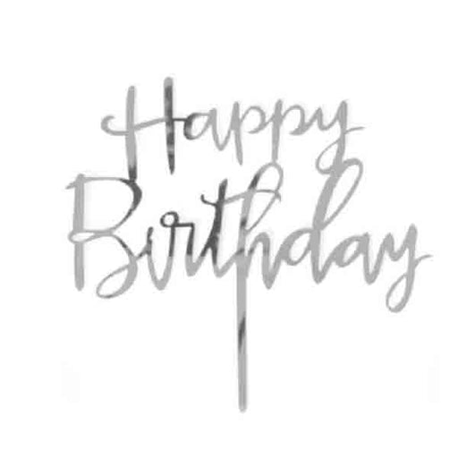 Silver Acrylic Mirror Birthday Cake Topper - Everything Party