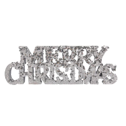 Silver Sequin Merry Christmas Sign - 30cm - Everything Party