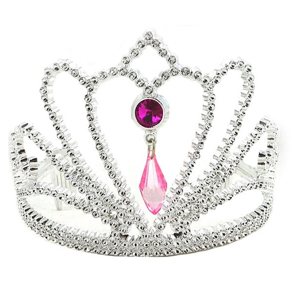Silver Tiara With Pink Jewels - Everything Party