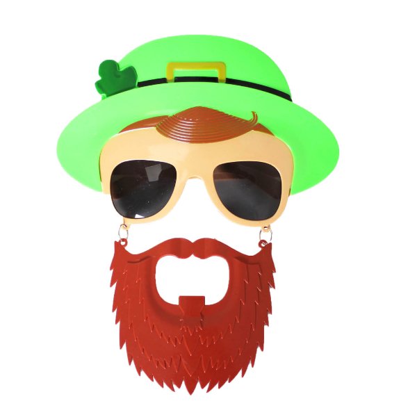 St Patrick's Day Party Glasses with Green Top Hat and Beard - Everything Party