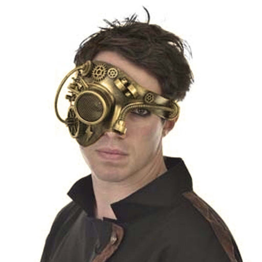 Steampunk Half Face Mask- Gold - Everything Party