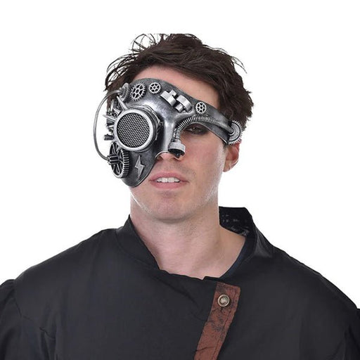 Steampunk Half Face Mask- Silver - Everything Party