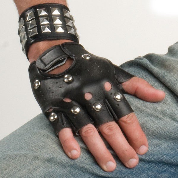 Studded Black Punk Gloves - Everything Party