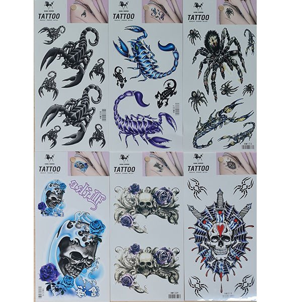 Temporary Tattoos Mixed Skulls & Scorpions Print - Everything Party
