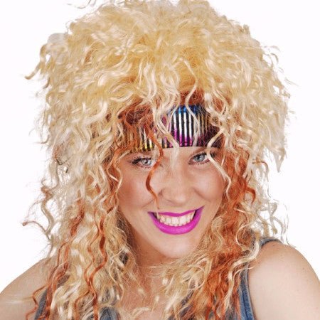 Tomfoolery Deluxe 1980's Rocker Blonde Curly Wig - Everything Party