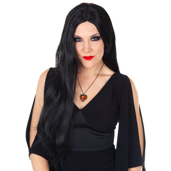 Tomfoolery Deluxe Morticia Long Black Wig - Everything Party