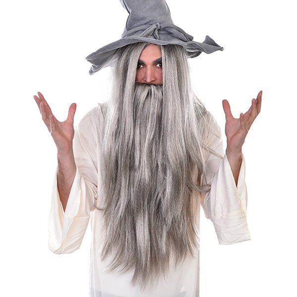 Tomfoolery Deluxe Wizard Wig & Beard Grey - Everything Party