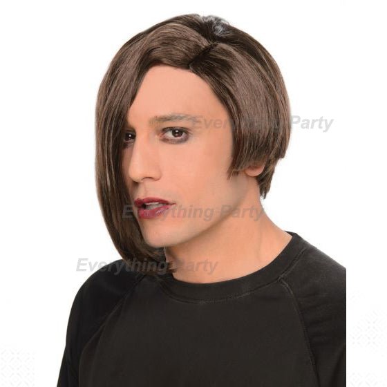 Wig - Deluxe Mens Brown Asymmetric Wig - Everything Party