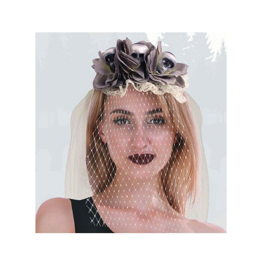 Zombie Bride Skull Headband with Veil - Everything Party